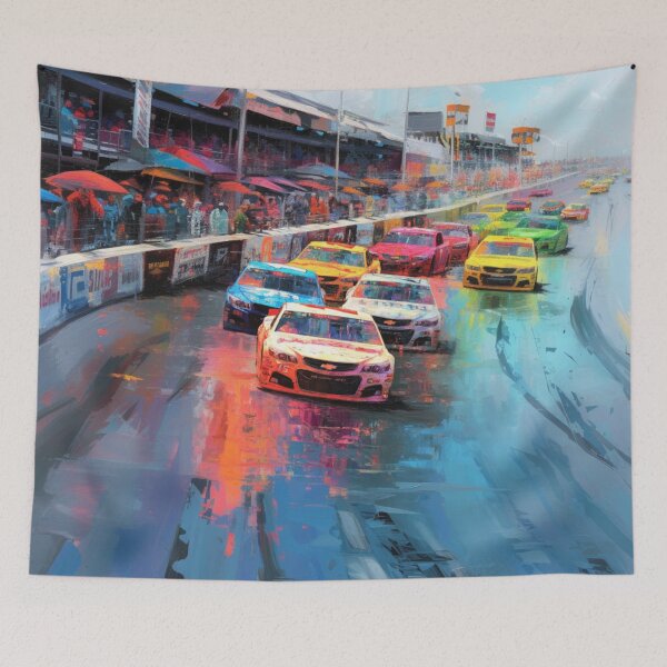 Item preview, Abstract depiction of NASCAR cars racing with vibrant colours Art Inspired By Nature And The Active Outdoors designed and sold by CDC40.