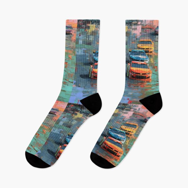 Item preview, Abstract depiction of NASCAR cars racing with vibrant colours Art Inspired By Nature And The Active Outdoors designed and sold by CDC40.