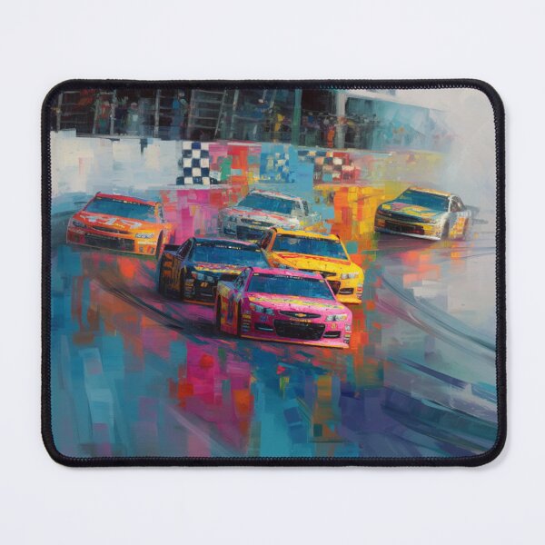 Item preview, Abstract depiction of NASCAR cars racing with vibrant colours Art Inspired By Nature And The Active Outdoors designed and sold by CDC40.