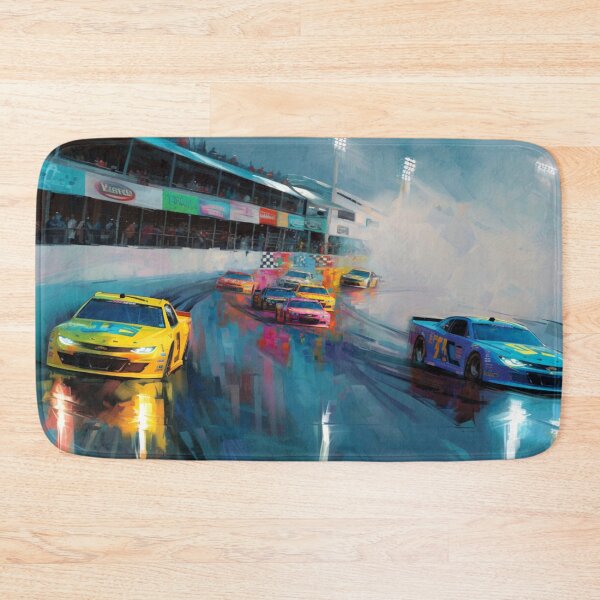 Item preview, Abstract depiction of NASCAR cars racing with vibrant colours Art Inspired By Nature And The Active Outdoors designed and sold by CDC40.