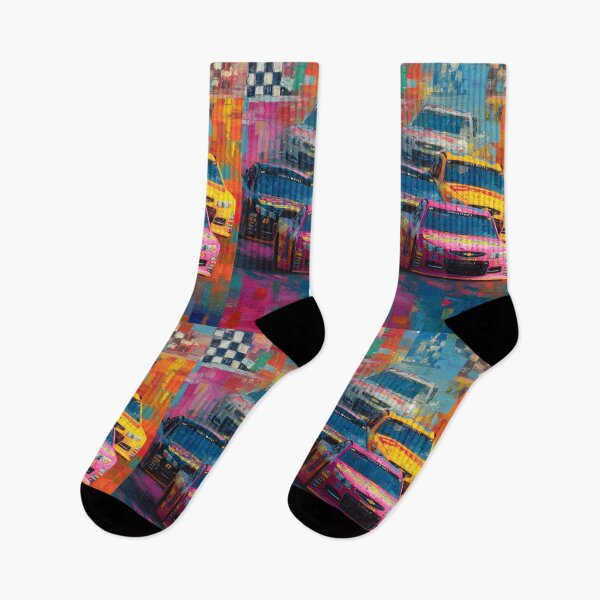 Item preview, Abstract depiction of NASCAR cars racing with vibrant colours Art Inspired By Nature And The Active Outdoors designed and sold by CDC40.