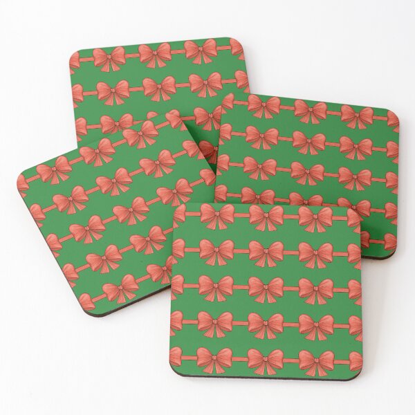 Item preview, Many red bows on ribbons on a dark green background designed and sold by Cherevan.