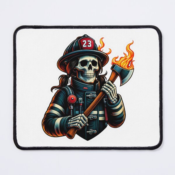 Item preview, Female Skeleton Firefighter Sticker | Firefighter Skull with Axe | Die-Cut Vinyl Sticker designed and sold by BrinaandPops.