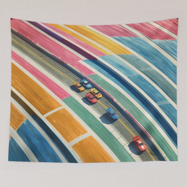 Item preview, Cars speeding around a track amidst geometric patterns Art Inspired By Nature And The Active Outdoors designed and sold by CDC40.