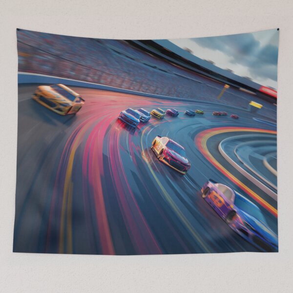 Item preview, Cars speeding around a track amidst geometric patterns Art Inspired By Nature And The Active Outdoors designed and sold by CDC40.