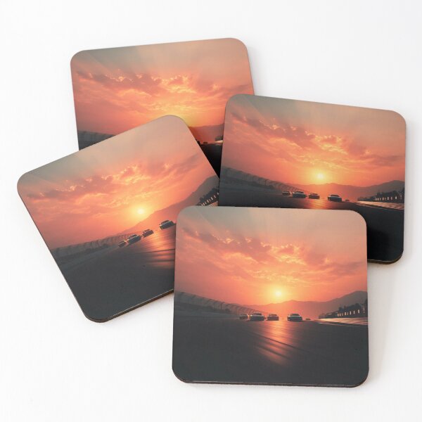 Item preview, Sunset gradient backdrop with NASCAR cars in motion Art Inspired By Nature And The Active Outdoors designed and sold by CDC40.