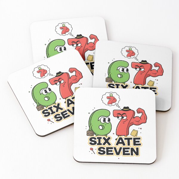 Item preview, Funny Six Ate Seven Math Joke Cartoon | Number Pun Humor Design designed and sold by TrackinDaTrends.