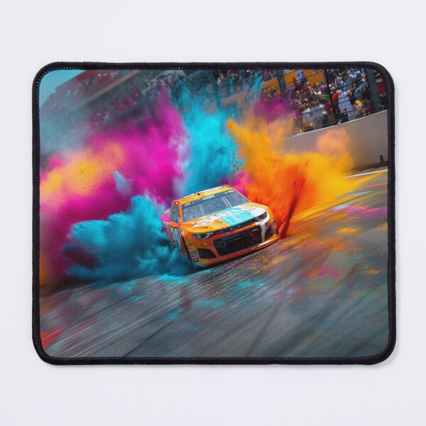Item preview, NASCAR car kicking up splashes of color during a race Art Inspired By Nature And The Active Outdoors designed and sold by CDC40.