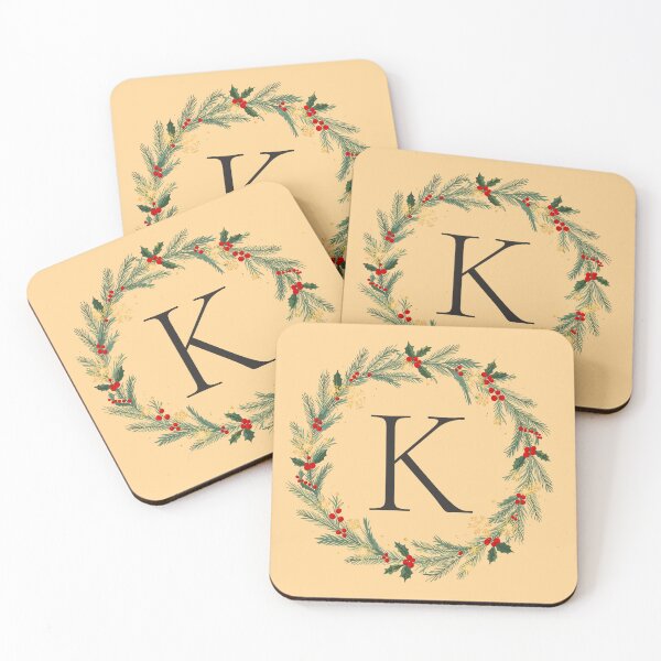 Item preview, Christmas Monogram Letter K Ornament Wreath – Holiday Initial Gift 2025 designed and sold by Punnyverse.