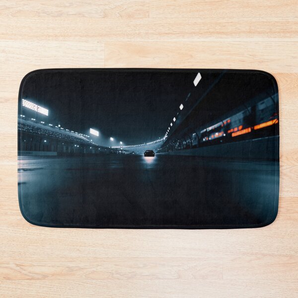 Item preview, Monochrome silhouette of a NASCAR car against a neon-lit track Art Inspired By Nature And The Active Outdoors designed and sold by CDC40.