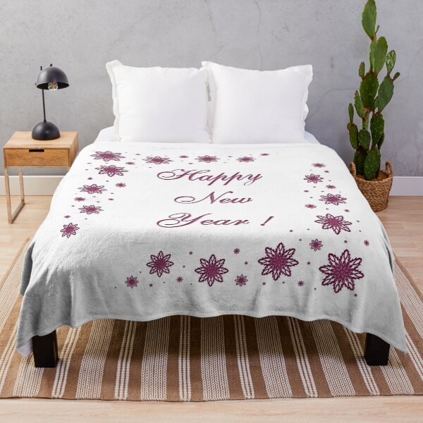 Item preview, Inscription "Happy New Year!" with snowflakes of burgundy color designed and sold by Cherevan.