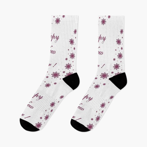 Item preview, Inscription "Happy New Year!" with snowflakes of burgundy color designed and sold by Cherevan.