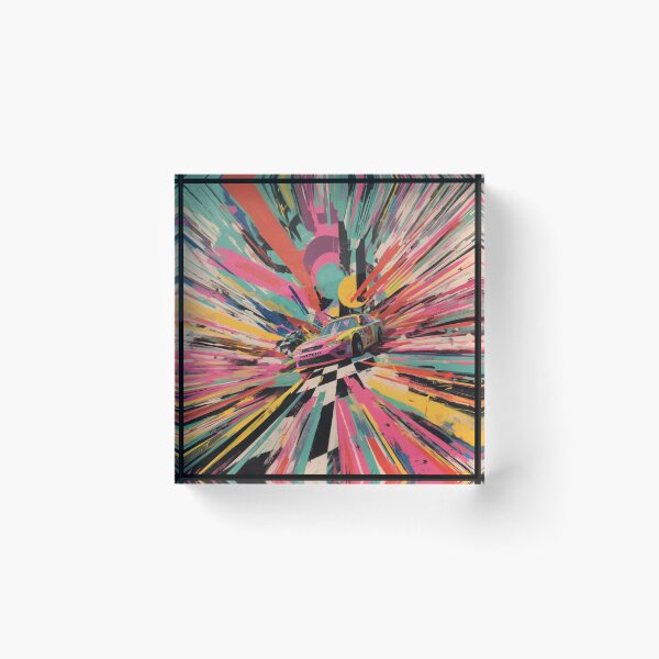 Item preview, Psychedelic twist on a NASCAR scene with bold colours and abstract shapes Art Inspired By Nature And The Active Outdoors designed and sold by CDC40.