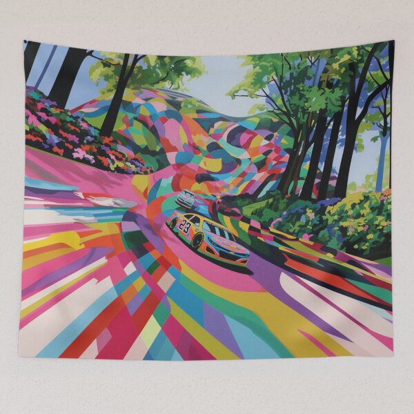 Item preview, Psychedelic twist on a NASCAR scene with bold colours and abstract shapes Art Inspired By Nature And The Active Outdoors designed and sold by CDC40.
