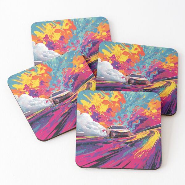 Item preview, Psychedelic twist on a NASCAR scene with bold colours and abstract shapes Art Inspired By Nature And The Active Outdoors designed and sold by CDC40.