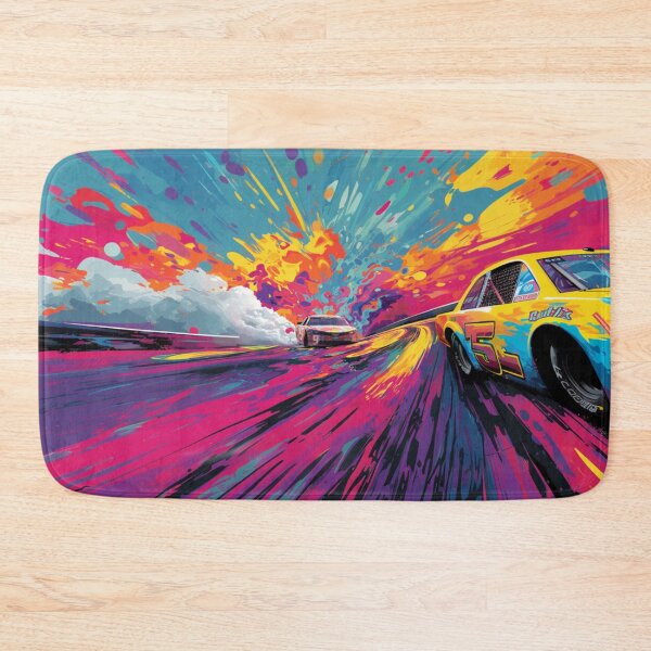 Item preview, Psychedelic twist on a NASCAR scene with bold colours and abstract shapes Art Inspired By Nature And The Active Outdoors designed and sold by CDC40.