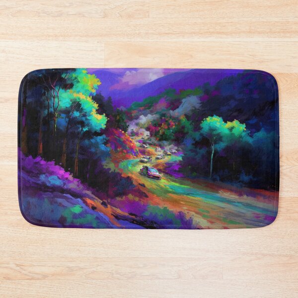 Item preview, Abstract depiction of rally cars racing through rough terrain with vibrant colours Art Inspired By Nature And The Active Outdoors designed and sold by CDC40.