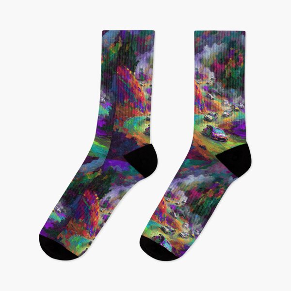 Item preview, Abstract depiction of rally cars racing through rough terrain with vibrant colours Art Inspired By Nature And The Active Outdoors designed and sold by CDC40.