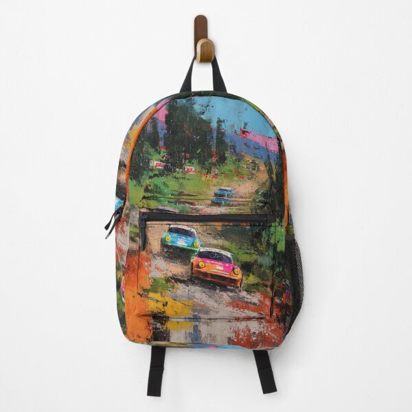 Item preview, Abstract depiction of rally cars racing through rough terrain with vibrant colours Art Inspired By Nature And The Active Outdoors designed and sold by CDC40.