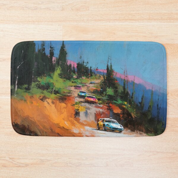 Item preview, Abstract depiction of rally cars racing through rough terrain with vibrant colours Art Inspired By Nature And The Active Outdoors designed and sold by CDC40.