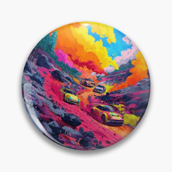 Item preview, Abstract depiction of rally cars racing through rough terrain with vibrant colours Art Inspired By Nature And The Active Outdoors designed and sold by CDC40.