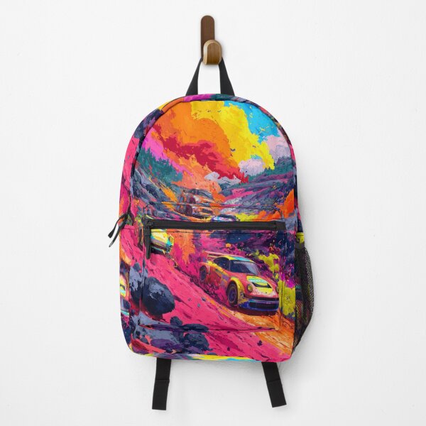 Item preview, Abstract depiction of rally cars racing through rough terrain with vibrant colours Art Inspired By Nature And The Active Outdoors designed and sold by CDC40.