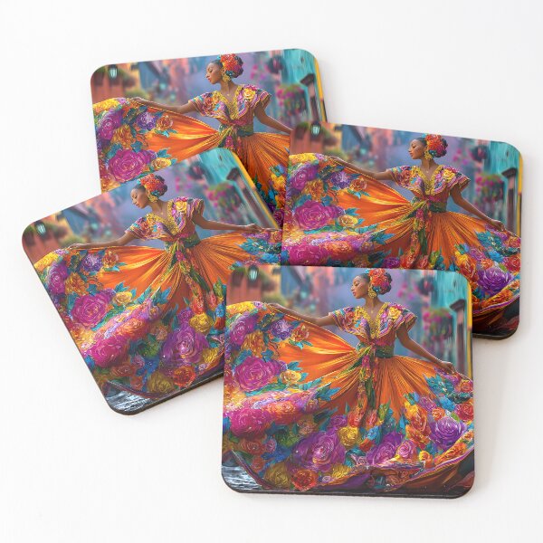 Item preview, Vibrant Floral Dress in Colorful Street Setting designed and sold by Artessie.