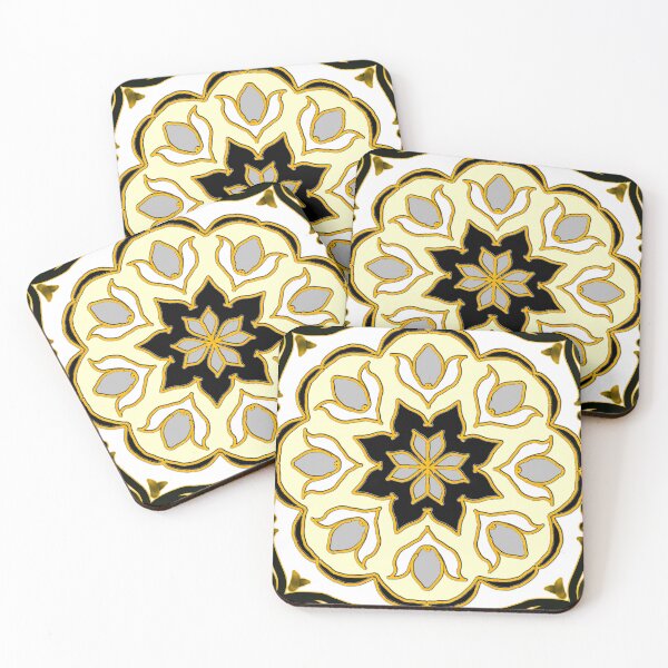 Item preview, Yellow and black floral square designed and sold by ManalArtPro.