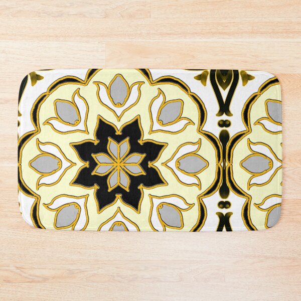 Item preview, Yellow and black floral square designed and sold by ManalArtPro.