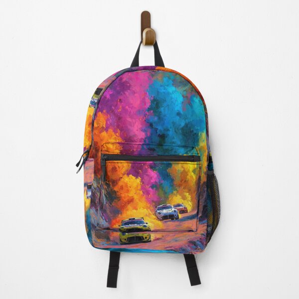 Item preview, Abstract depiction of rally cars racing through rough terrain with vibrant colours Art Inspired By Nature And The Active Outdoors designed and sold by CDC40.