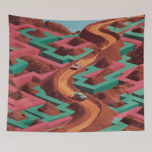 Item preview, Cars navigating through dirt tracks amidst geometric patterns Art Inspired By Nature And The Active Outdoors designed and sold by CDC40.