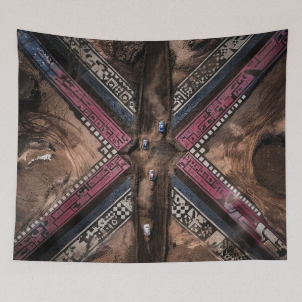 Item preview, Cars navigating through dirt tracks amidst geometric patterns Art Inspired By Nature And The Active Outdoors designed and sold by CDC40.
