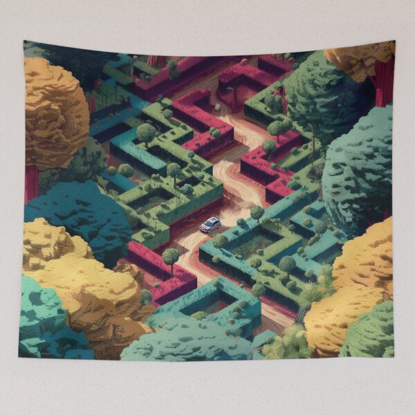 Item preview, Cars navigating through dirt tracks amidst geometric patterns Art Inspired By Nature And The Active Outdoors designed and sold by CDC40.