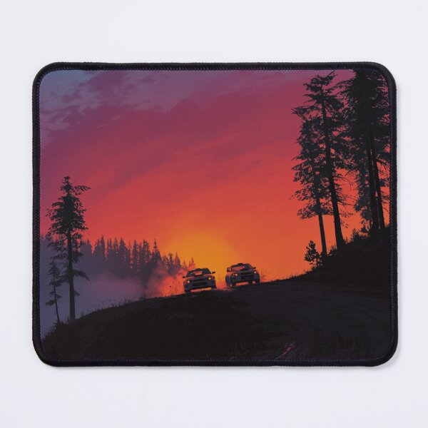 Item preview, Sunset gradient backdrop with rally cars in action Art Inspired By Nature And The Active Outdoors designed and sold by CDC40.