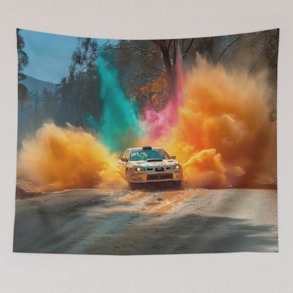 Item preview, Rally car kicking up splashes of colour during a race Art Inspired By Nature And The Active Outdoors designed and sold by CDC40.