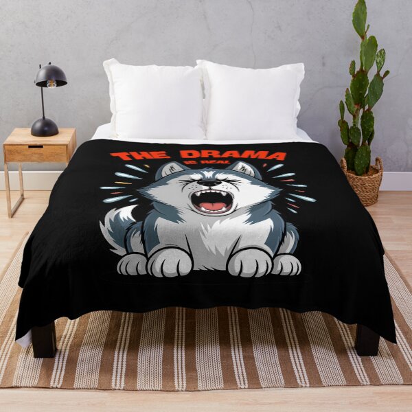 Item preview, The Drama Is Real Funny Husky Wolf Yelling Art designed and sold by BlizzStyle.
