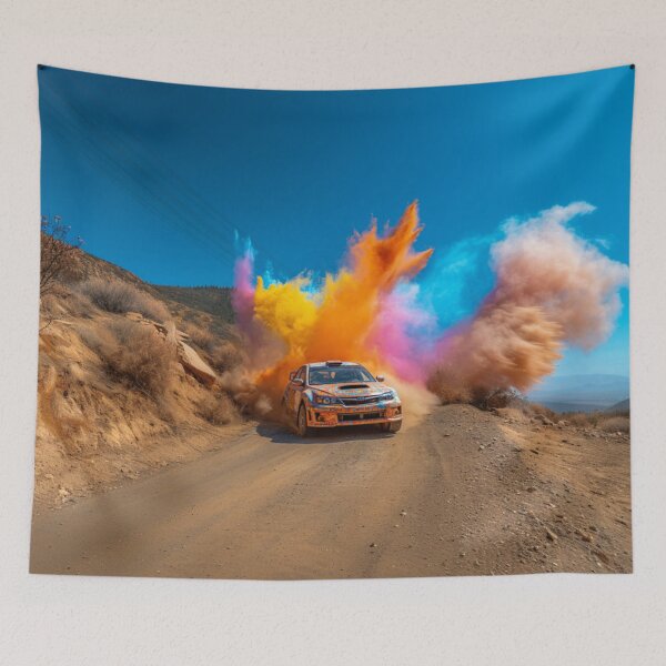 Item preview, Rally car kicking up splashes of colour during a race Art Inspired By Nature And The Active Outdoors designed and sold by CDC40.