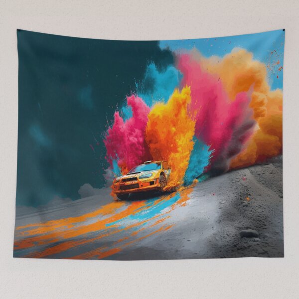 Item preview, Rally car kicking up splashes of colour during a race Art Inspired By Nature And The Active Outdoors designed and sold by CDC40.