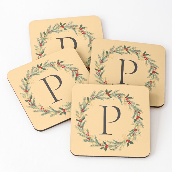 Item preview, Christmas Monogram Letter P Ornament Wreath – Holiday Initial Gift 2025 designed and sold by Punnyverse.