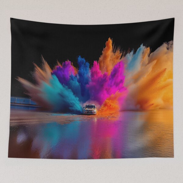 Item preview, Rally car kicking up splashes of colour during a race Art Inspired By Nature And The Active Outdoors designed and sold by CDC40.