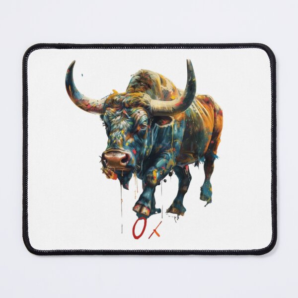 Item preview, Colorful Zodiac Ox | Chinese Horoscope Animal | 3D Paint Splash Style designed and sold by AlexLineArt.