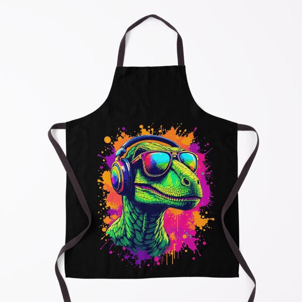 Item preview, Velociraptor DJ Dino Fans Neon Graffiti Style designed and sold by Svenniibee.