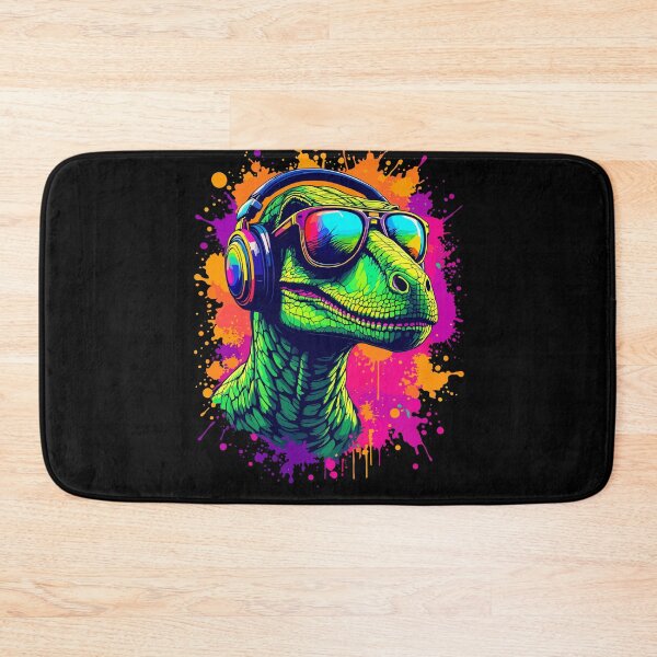 Item preview, Velociraptor DJ Dino Fans Neon Graffiti Style designed and sold by Svenniibee.