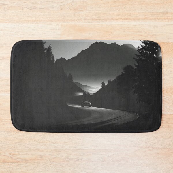 Item preview, Monochrome silhouette of a rally car against a neon-lit landscape Art Inspired By Nature And The Active Outdoors designed and sold by CDC40.