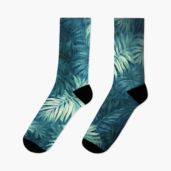 Item preview, Exotic Leaves Jungle Print Blue Fronds designed and sold by LeafPrints.