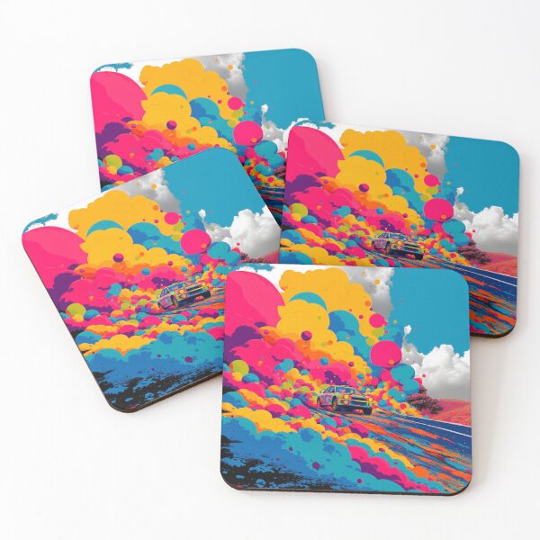 Item preview, Psychedelic twist on a rally car scene with bold colors and abstract shapes Art Inspired By Nature And The Active Outdoors designed and sold by CDC40.