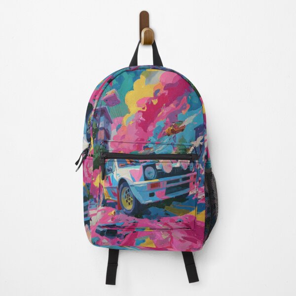 Item preview, Psychedelic twist on a rally car scene with bold colors and abstract shapes Art Inspired By Nature And The Active Outdoors designed and sold by CDC40.