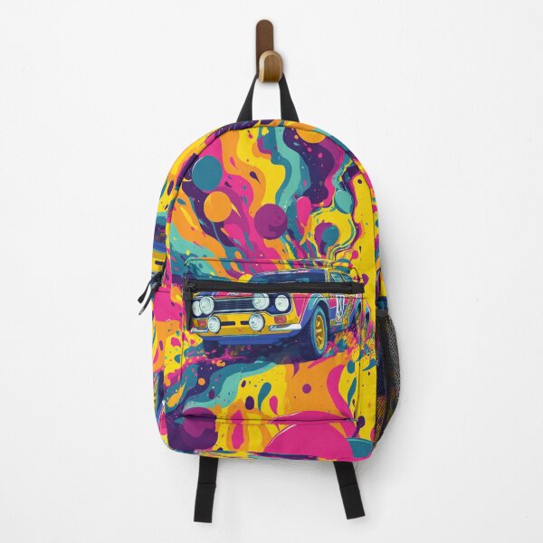 Item preview, Psychedelic twist on a rally car scene with bold colors and abstract shapes Art Inspired By Nature And The Active Outdoors designed and sold by CDC40.