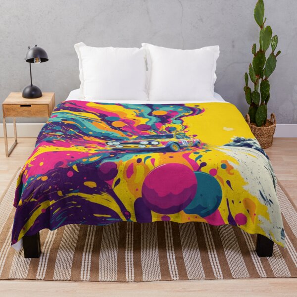 Item preview, Psychedelic twist on a rally car scene with bold colors and abstract shapes Art Inspired By Nature And The Active Outdoors designed and sold by CDC40.