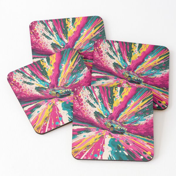 Item preview, Psychedelic twist on a rally car scene with bold colors and abstract shapes Art Inspired By Nature And The Active Outdoors designed and sold by CDC40.